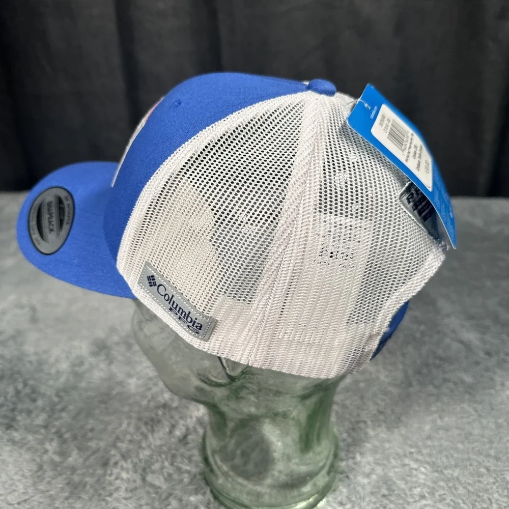 NWT Columbia PFG Hat Blue Mesh Adjustable Snapback Flexfit Budlight Texas Flag